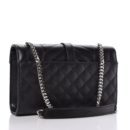 Saint Laurent Grain De Poudre Textured Mixed Matelasse Triquilt Small Monogram Satchel Black 3 of 10