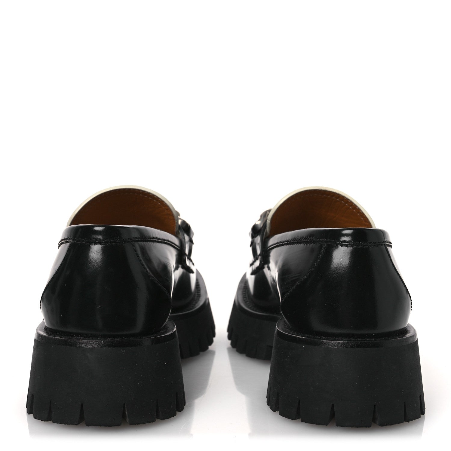 Gucci Cordovan Lux Womens Interlocking G Platform Lug Sole Loafers 36 Black Off White 6 of 13