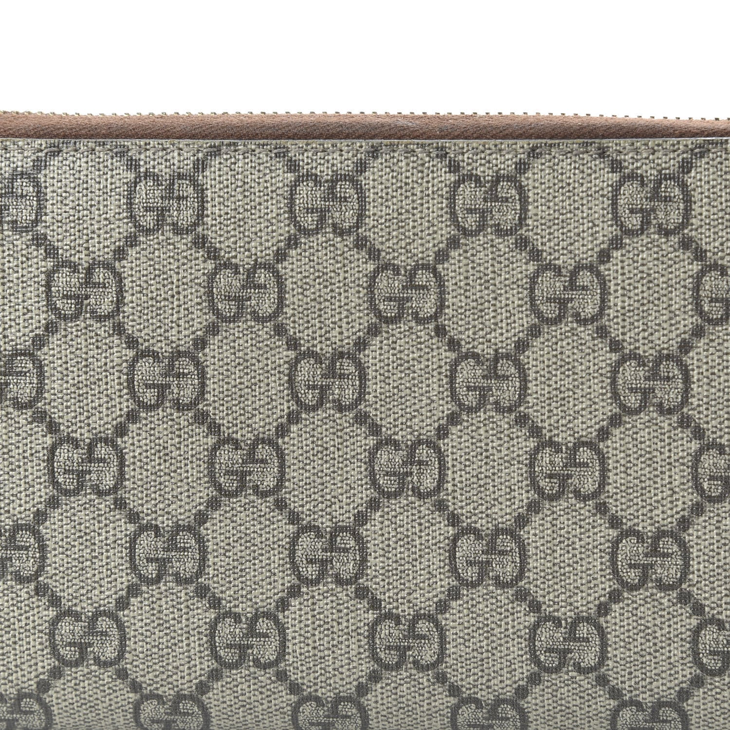 Gucci GG Supreme Monogram Cuoio Toscano Zip Around Organizer Wallet Beige Ebony Cuir 9 of 9