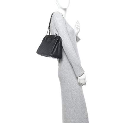 Chanel Washed Calfskin Diamond Stitch Hamptons Shopping Tote Black 3 of 14