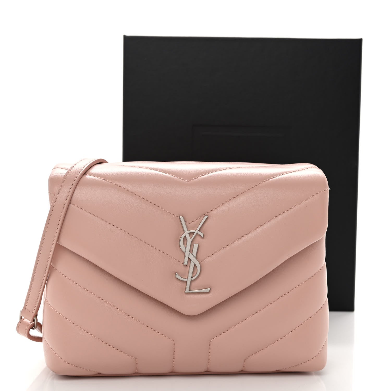 Saint Laurent Calfskin Y Quilted Monogram Toy Loulou Crossbody Bag Tender Pink 11 of 11