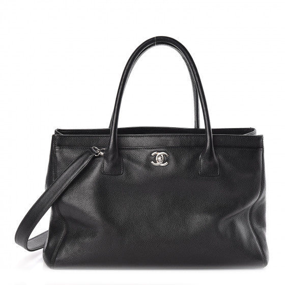 Calfskin Cerf Executive Shopper Tote Black