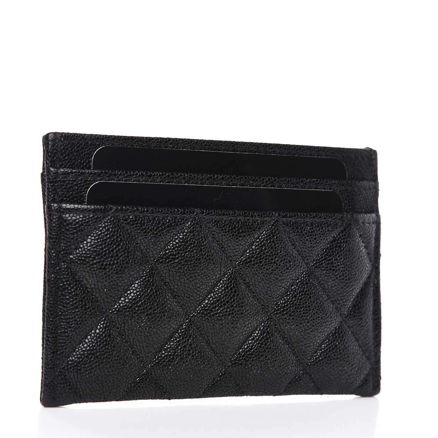 Metallic Caviar Quilted Boy Card Holder Black