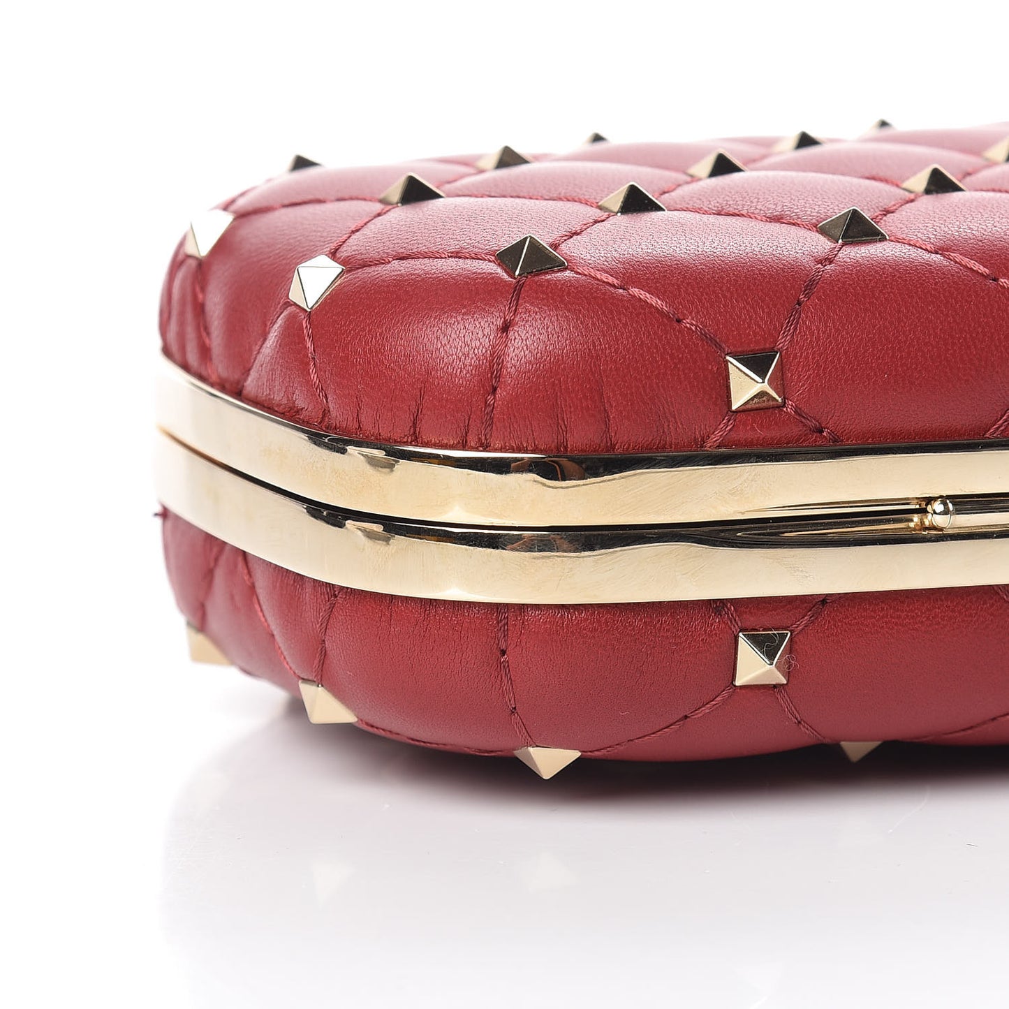 Nappa Rockstud Spike Minaudiere Clutch Rosso Valentino