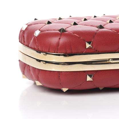 Valentino Garavani Nappa Rockstud Spike Minaudiere Clutch Rosso Valentino 9 of 10