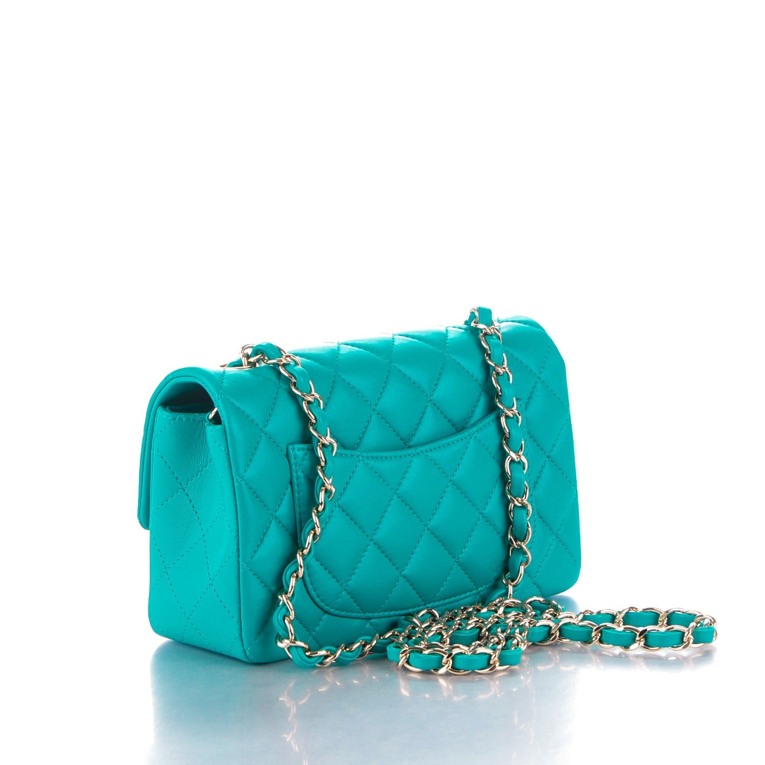 Chanel Lambskin Quilted Mini Rectangular Flap Turquoise 3 of 8