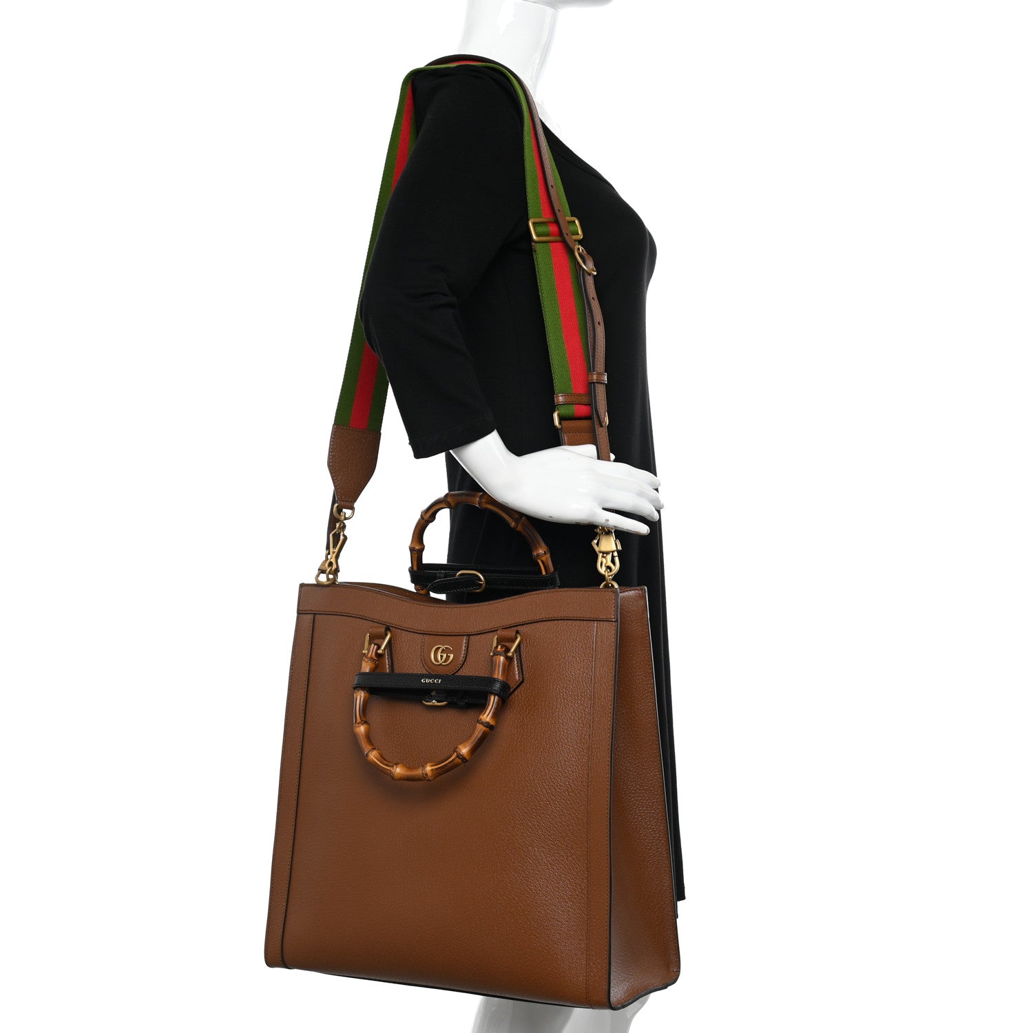 Gucci Wonka Grain Calfskin Large Diana Tote Bag Cuir Black 2 of 10