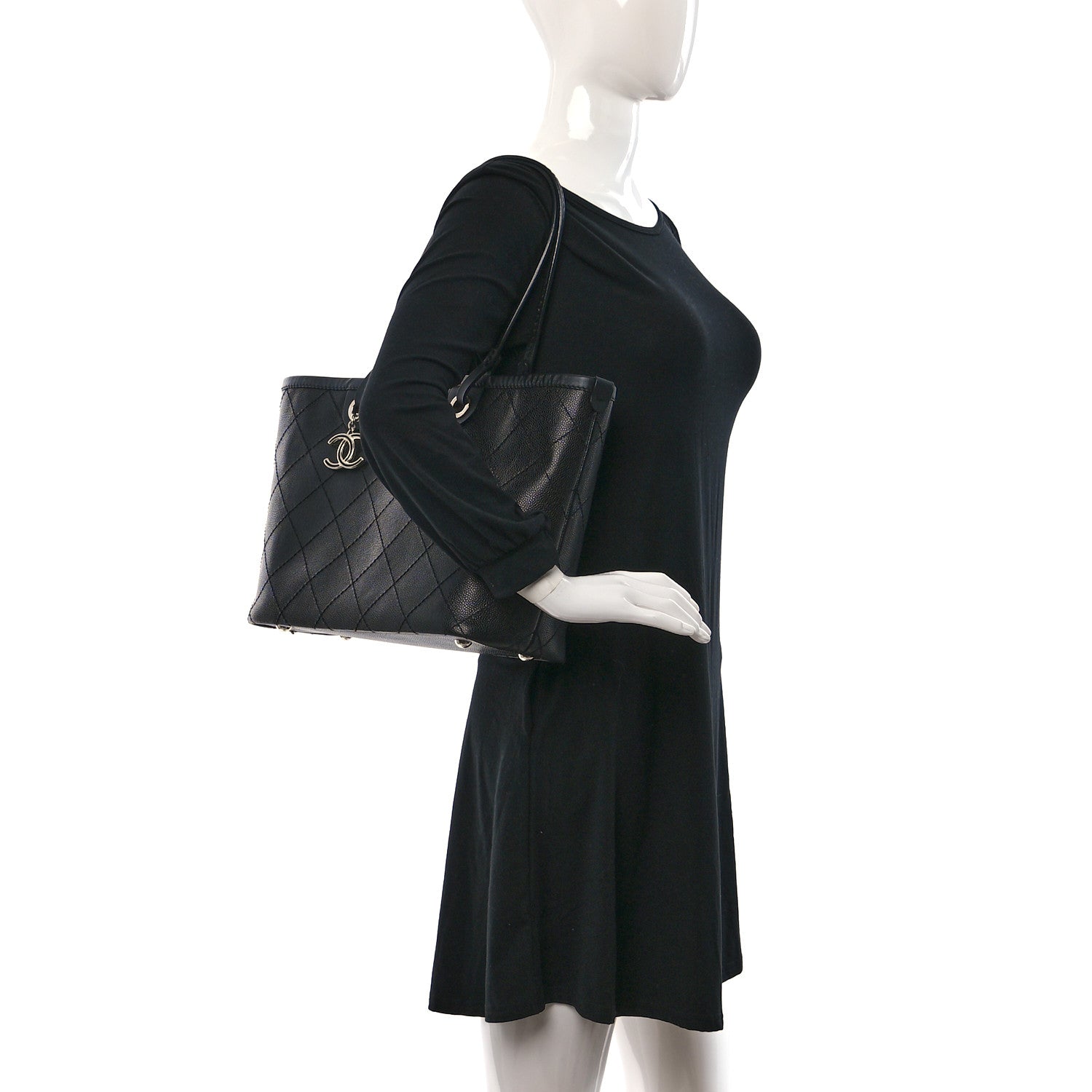 Chanel Grained Calfskin Shopping Fever Tote Black 2 of 11