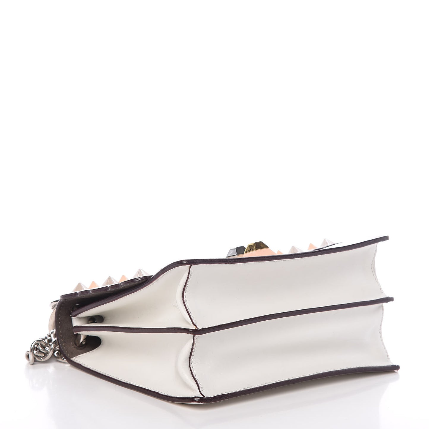 Vitello Liberty Scalloped Multi Studded Small Kan I Shoulder Bag White Ice Multicolor