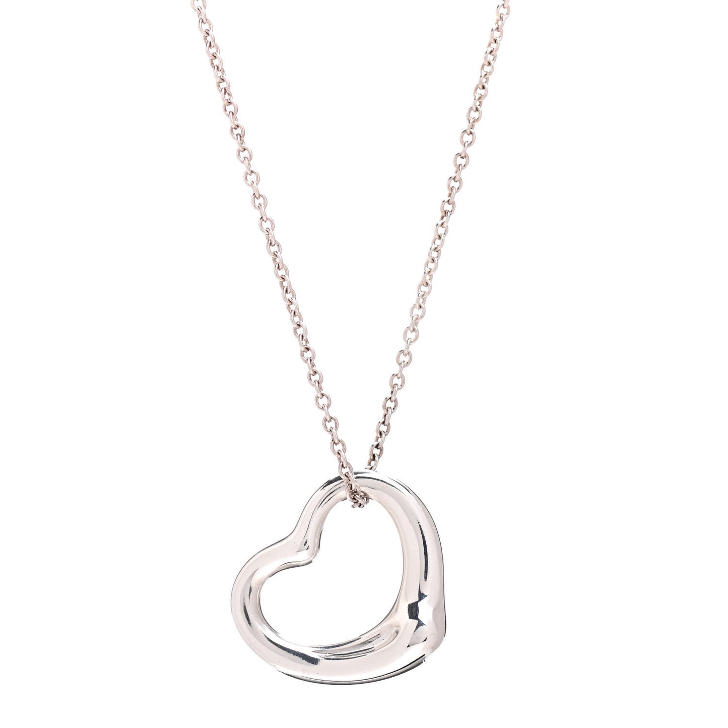 Sterling Silver 22mm Elsa Peretti Open Heart Pendant Necklace