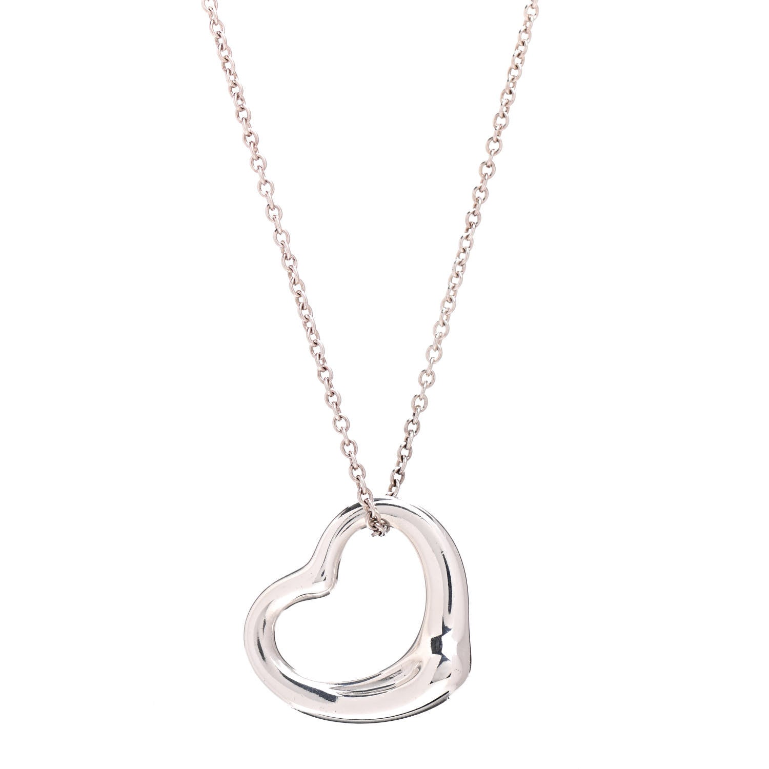 Tiffany Sterling Silver 22mm Elsa Peretti Open Heart Pendant Necklace 3 of 4