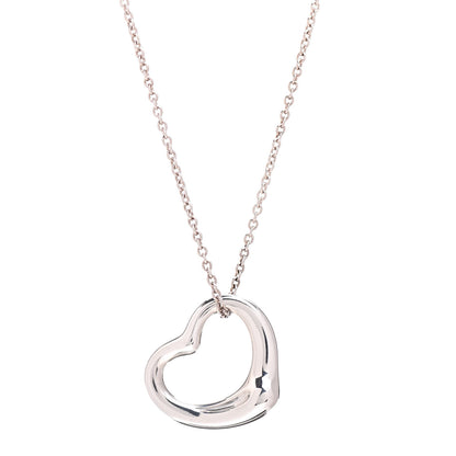 Tiffany Sterling Silver 22mm Elsa Peretti Open Heart Pendant Necklace 3 of 4