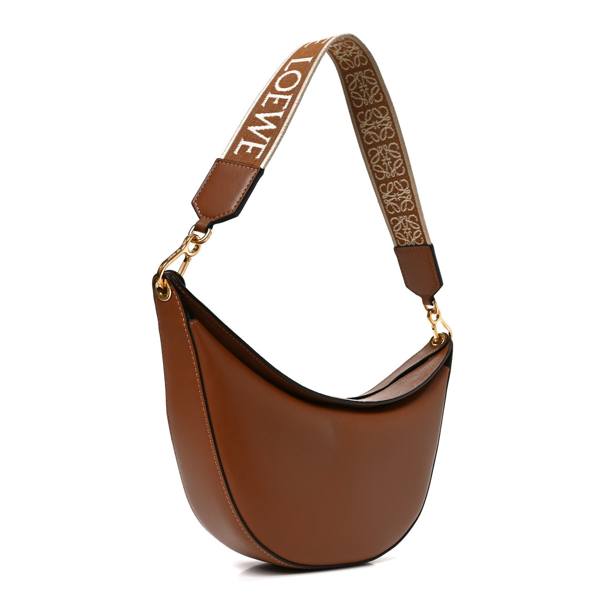 Satin Calfskin Jacquard Luna Bag Pecan