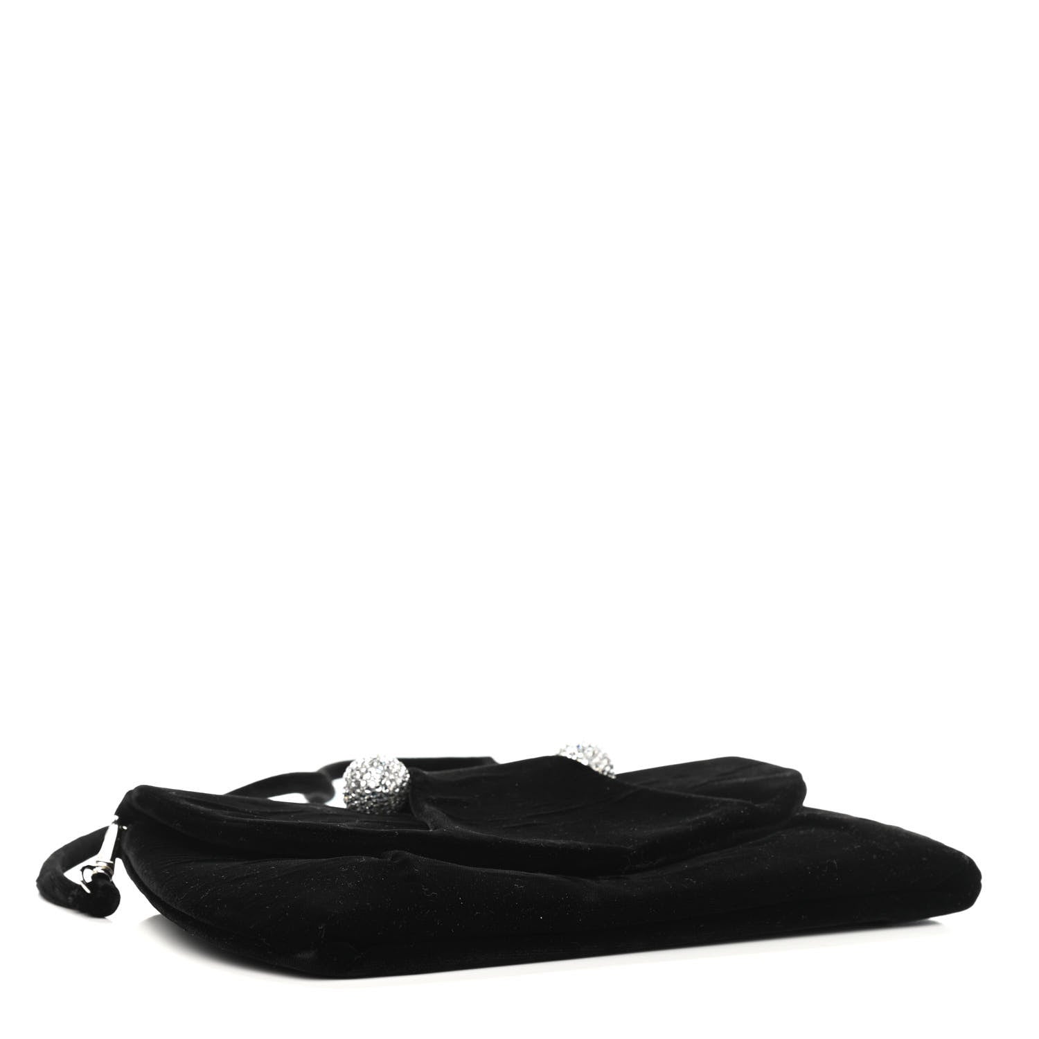 Christian Louboutin Velvet Crystal Flap Clutch Black 4 of 10
