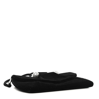 Christian Louboutin Velvet Crystal Flap Clutch Black 4 of 10