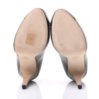 Chanel Lambskin Cap Toe CC Pumps 36.5 Grey Black 5 of 10