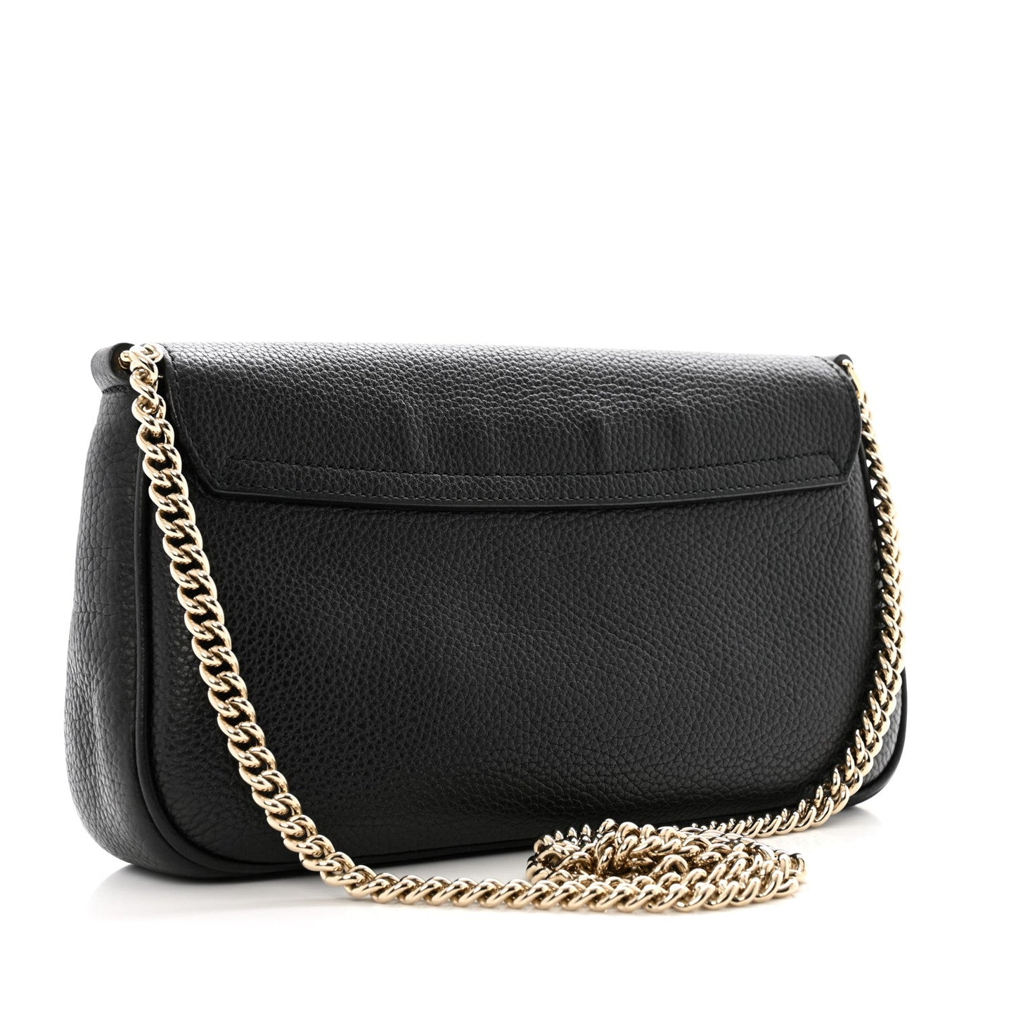 Pebbled Calfskin Medium Soho Flap Crossbody Black