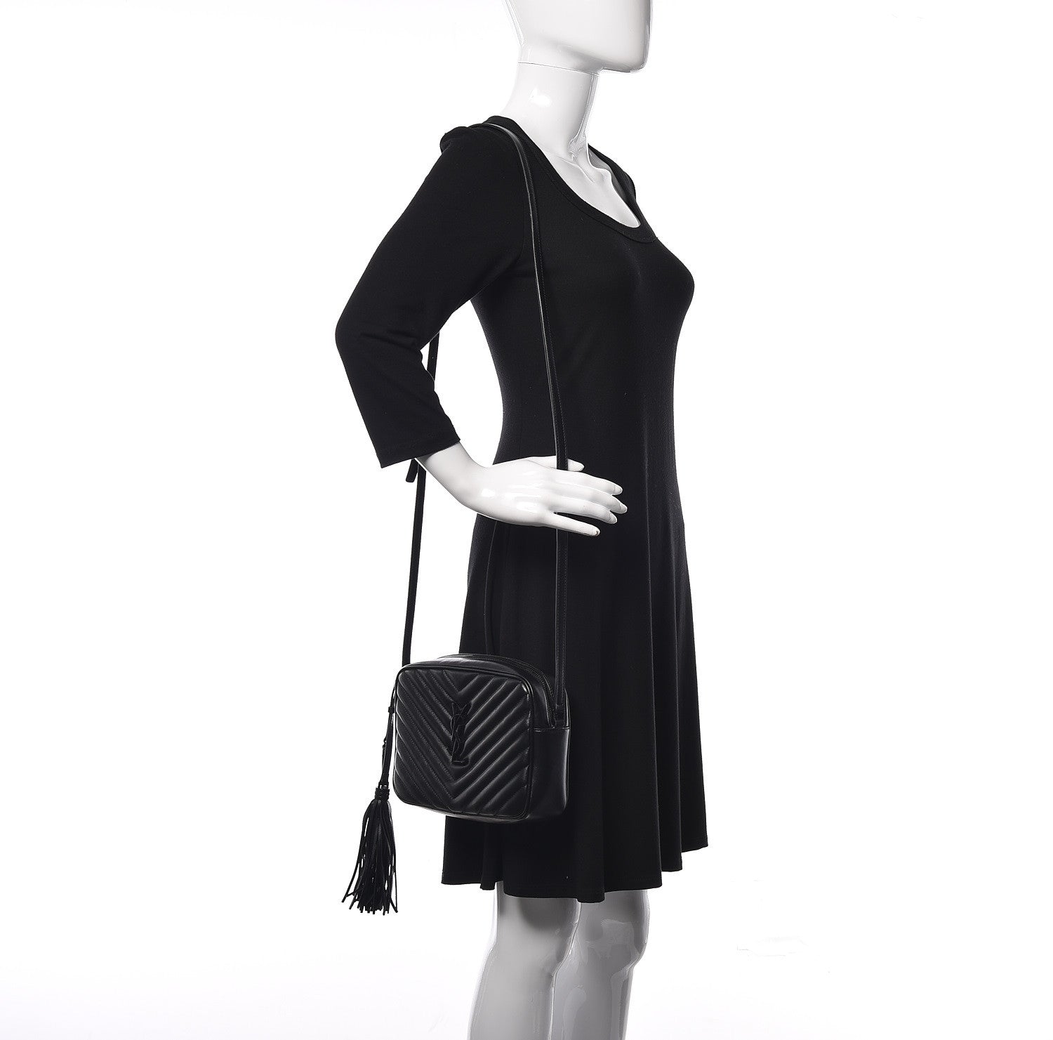 Saint Laurent Calfskin Matelasse Monogram Lou Camera Bag Black 2 of 10