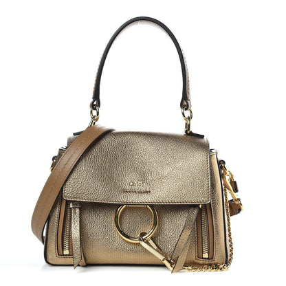 Chloe Metallic Calfskin Mini Faye Day Shoulder Bag Gold 1 of 9
