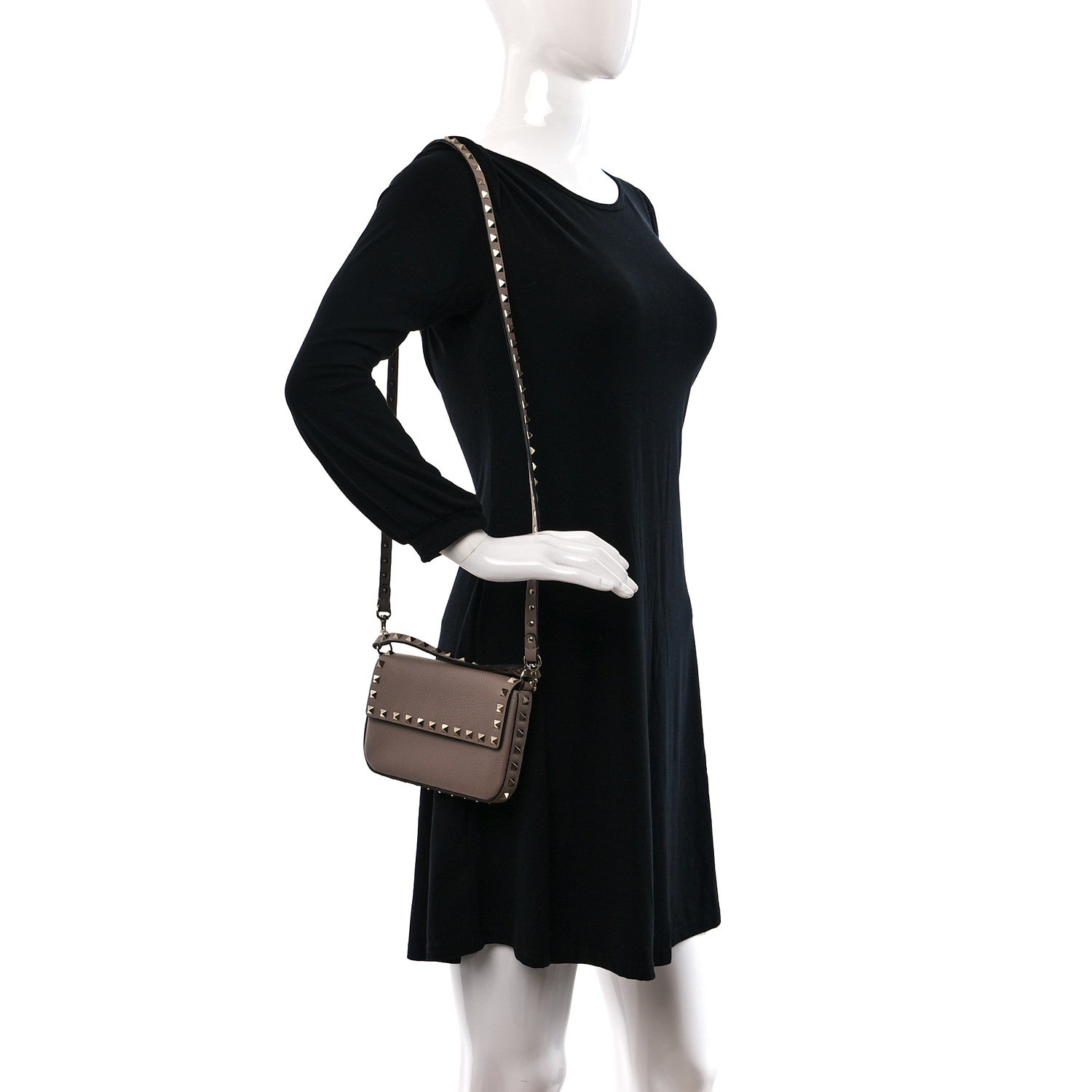 Valentino Garavani Grainy Calfskin Rockstud Crossbody Pouch Poudre 2 of 9