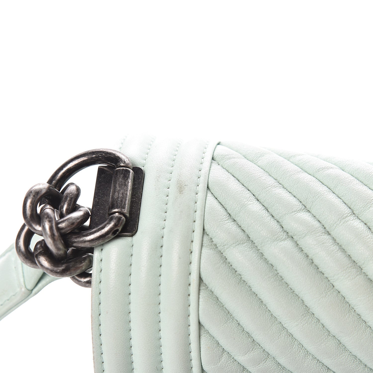 Chanel Wrinkled Lambskin Chevron Quilted New Medium Boy Flap Light Green 8 of 17