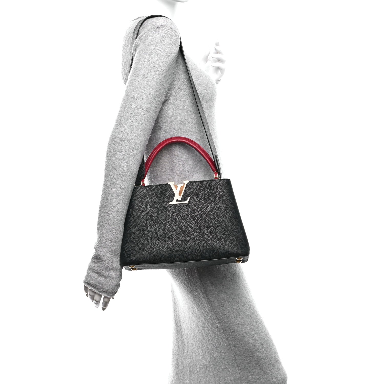 Louis Vuitton Taurillon Capucines MM Black Arizona Beige Ruby Red 2 of 9