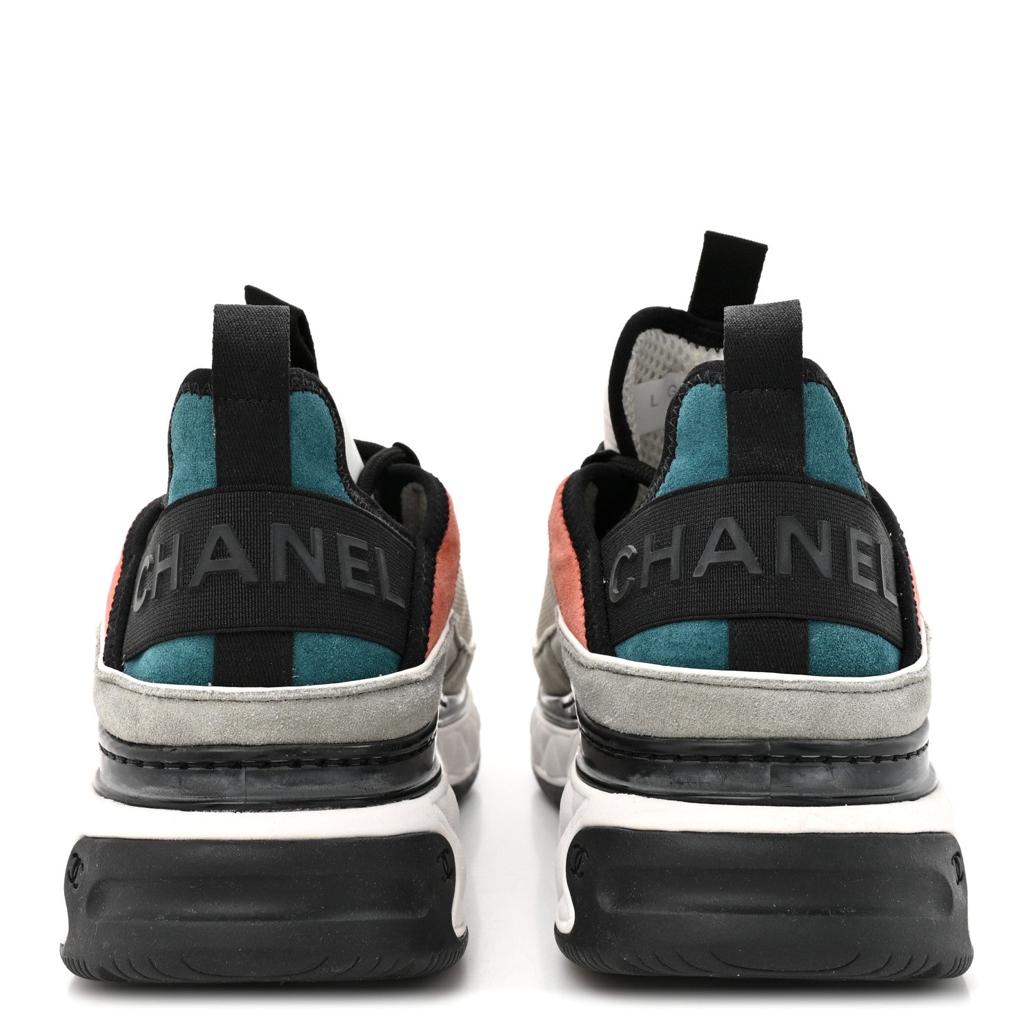 Chanel Fabric Suede CC Sneakers 39 White Light Grey Pink 5 of 10
