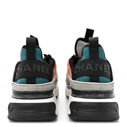 Chanel Fabric Suede CC Sneakers 39 White Light Grey Pink 5 of 10