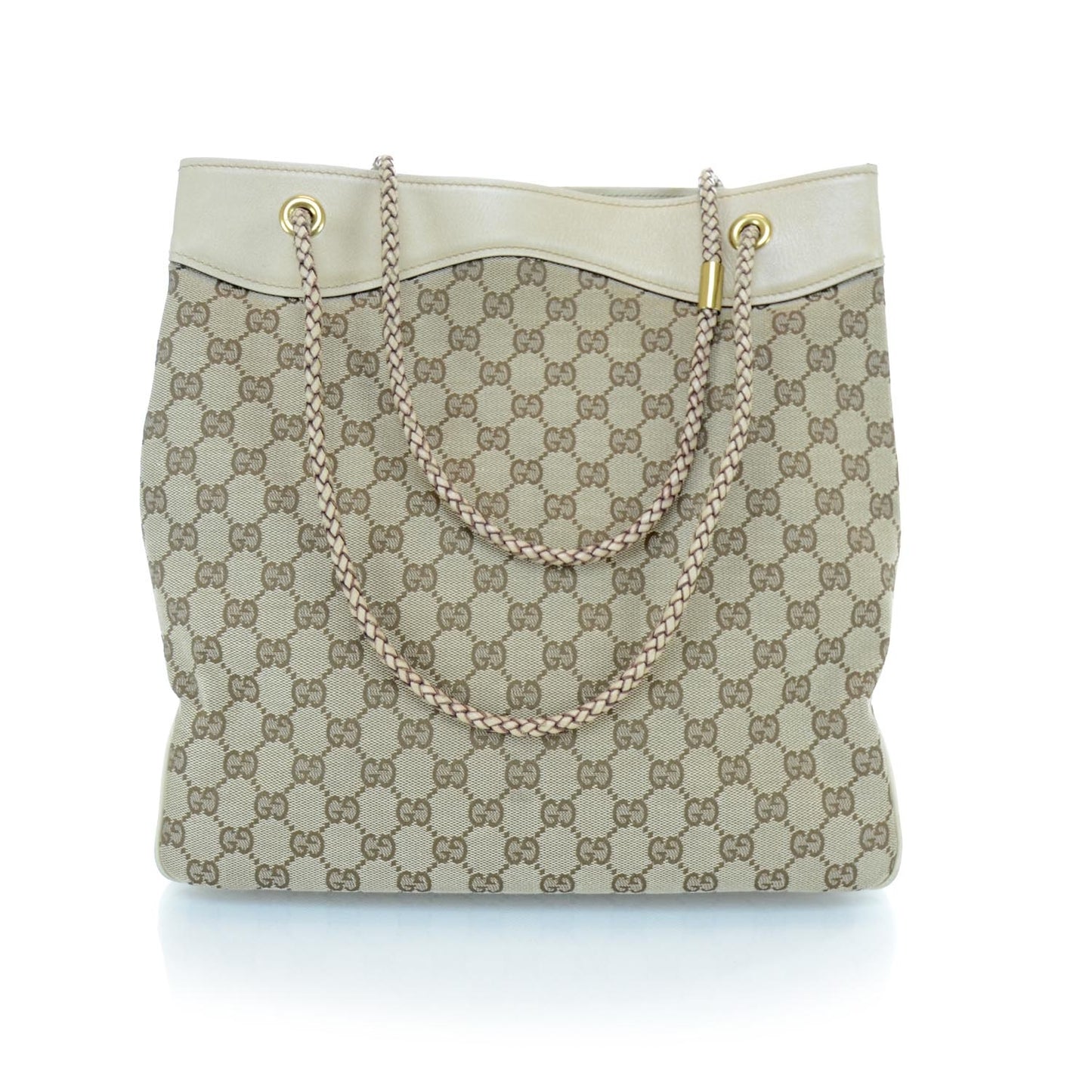 Canvas Monogram Woven Handle Tote