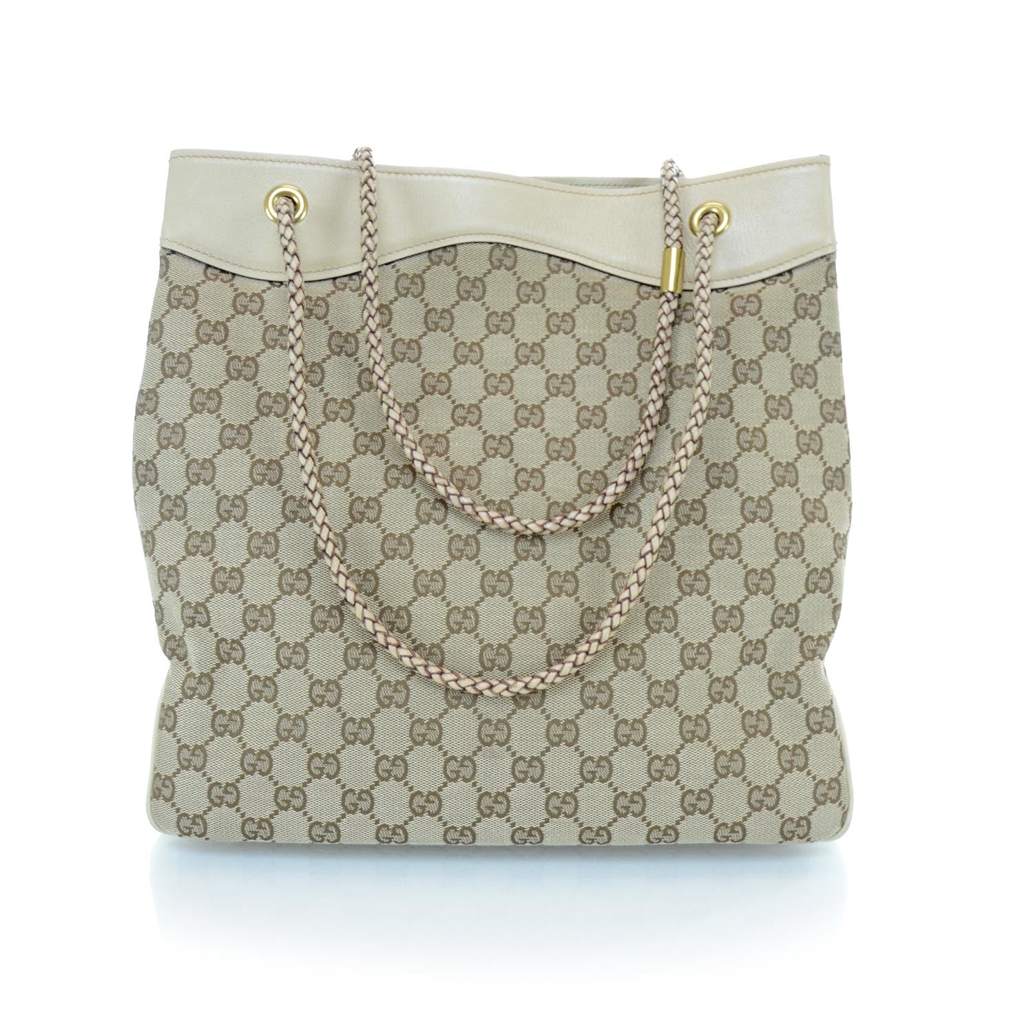 Gucci Canvas Monogram Woven Handle Tote 3 of 12