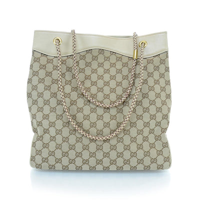 Gucci Canvas Monogram Woven Handle Tote 3 of 12