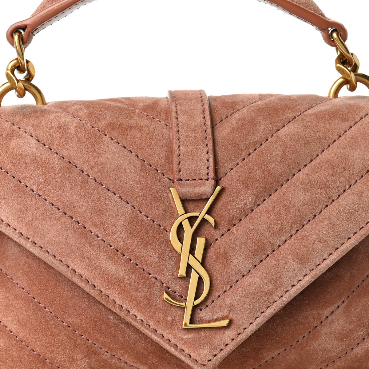 Suede Matelasse Chevron Monogram Mini College Bag Barely Pink