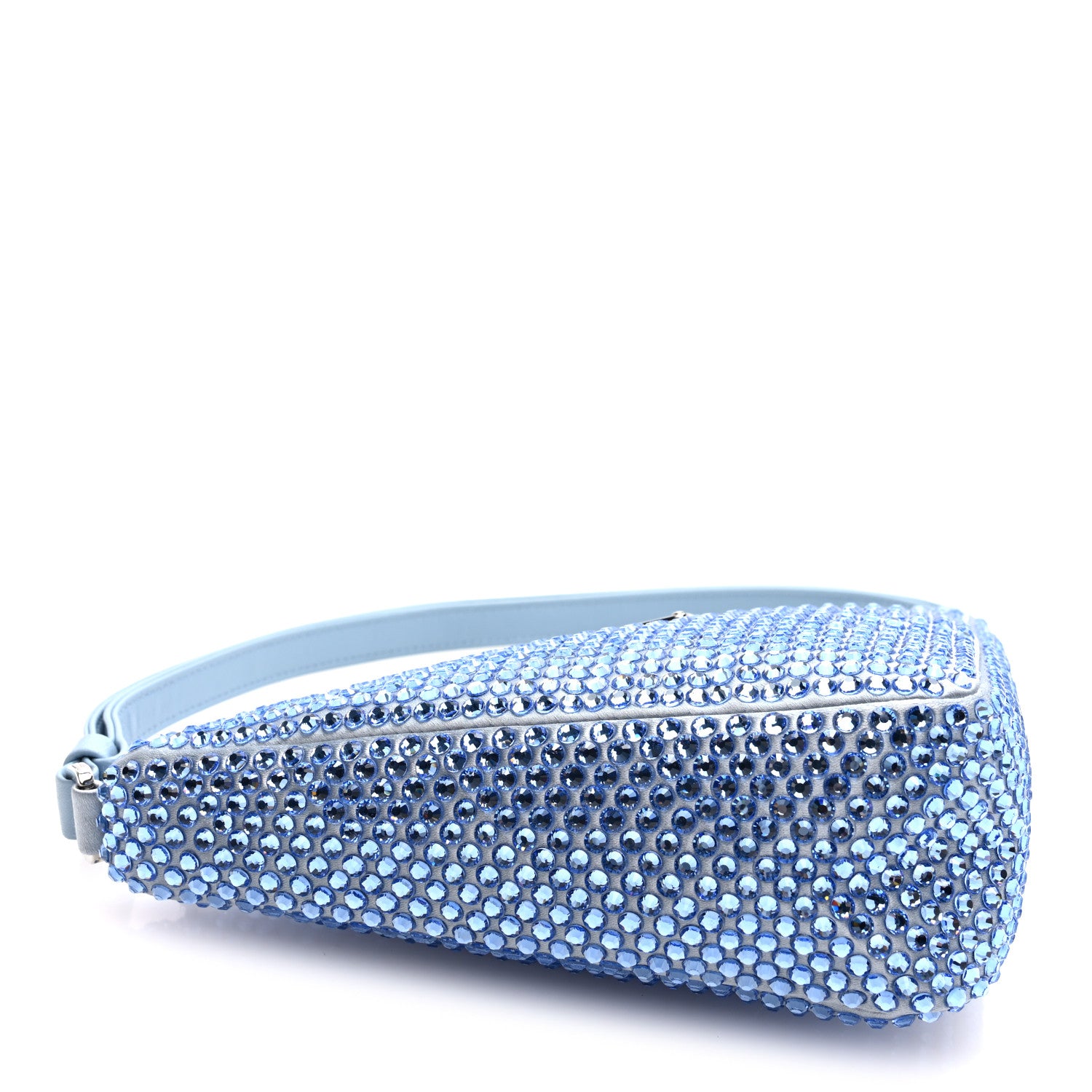Prada Satin Crystal Triangle Pouch Celeste 1860489 – FASHIONPHILE