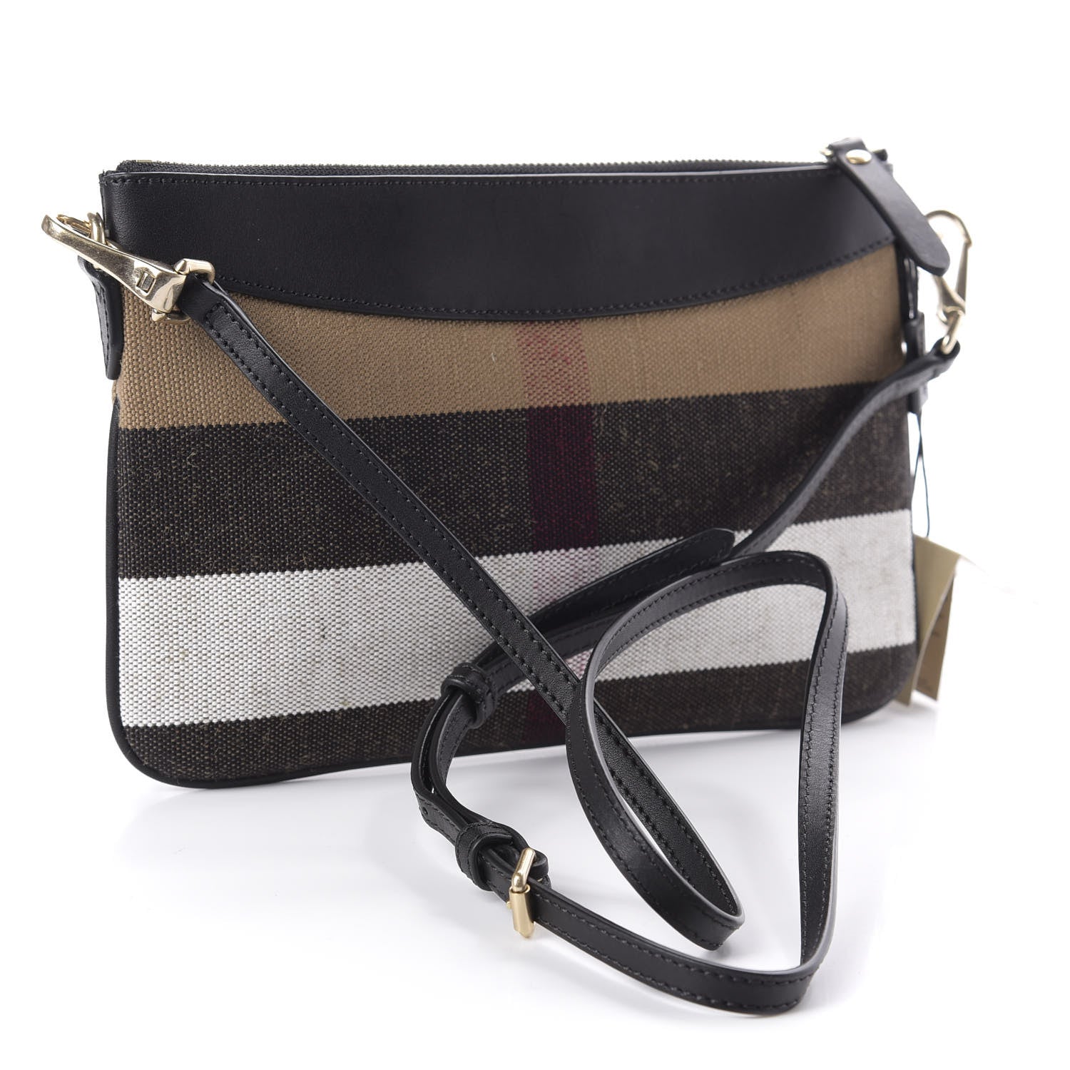 Burberry Mega Check Peyton Crossbody Clutch Bag Black 3 of 11