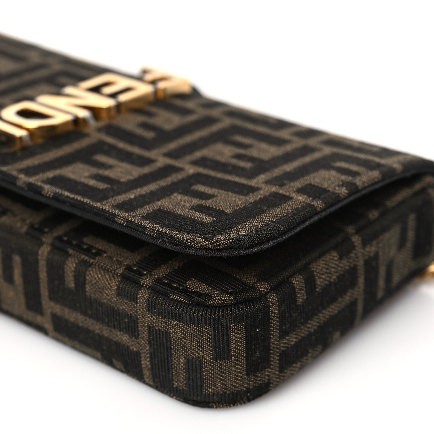 Fendi Fabric Jacquard FF 1974 Fendigraphy Wallet On Chain Tobacco Moro Ebano 8 of 8