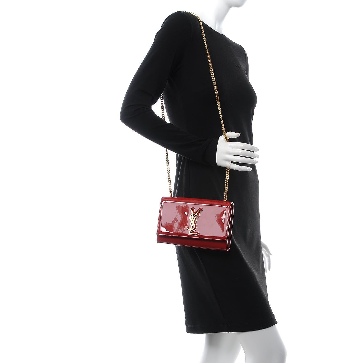 Saint Laurent Patent Small Monogram Kate Satchel Red 2 of 7