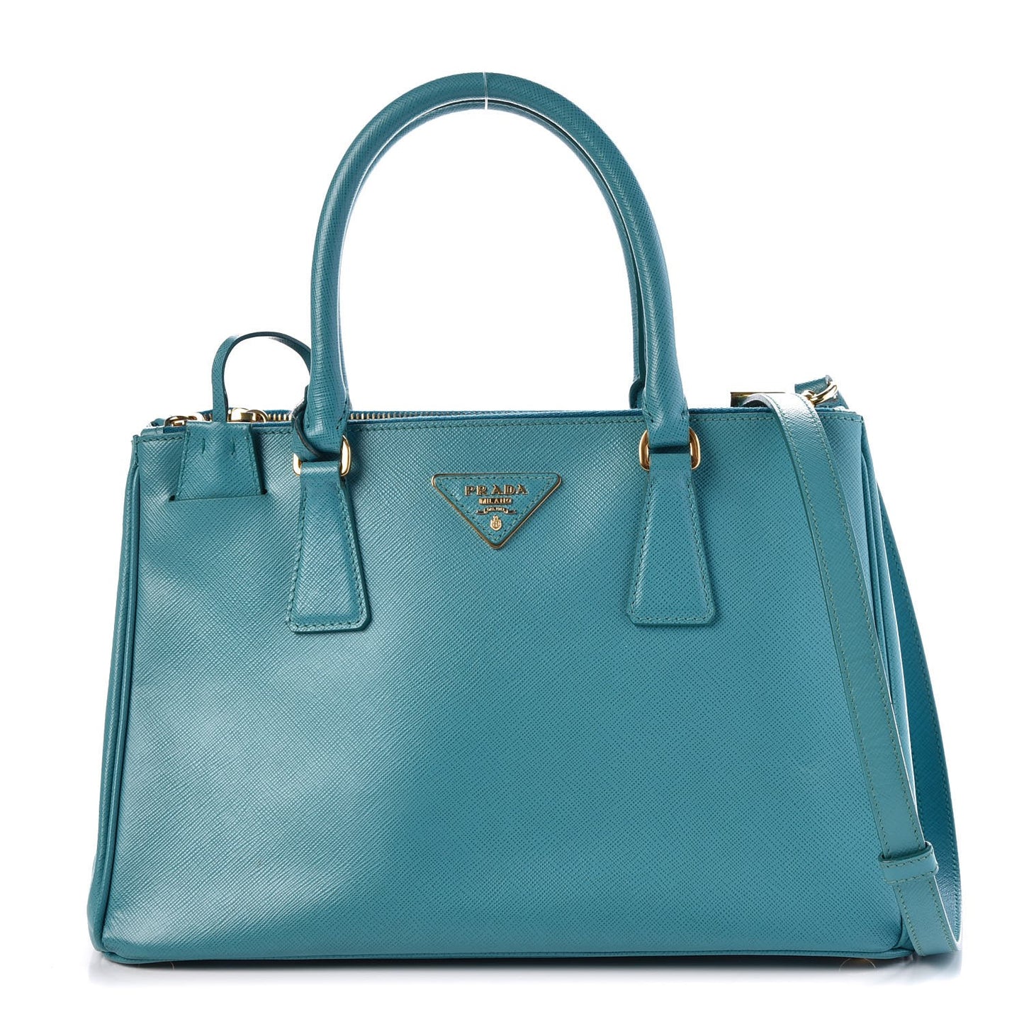 Saffiano Galleria Small Double Zip Tote Turchese
