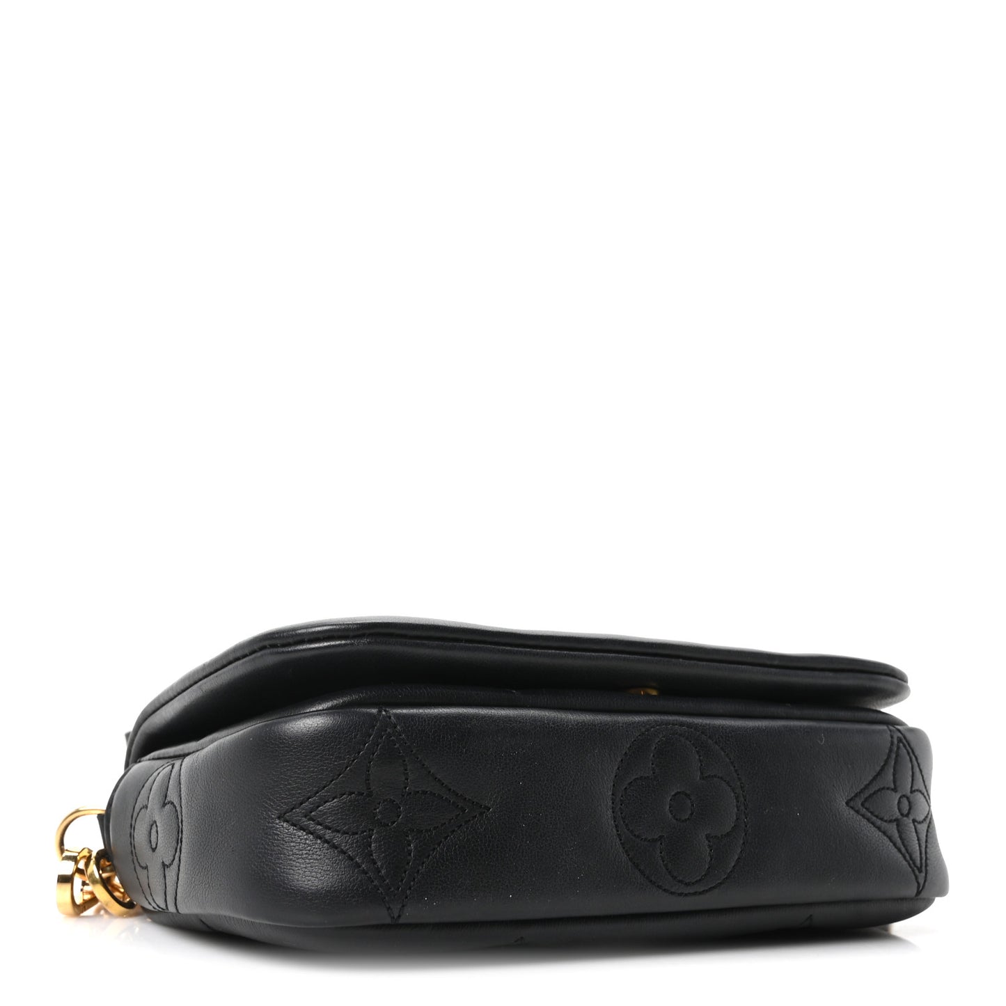 Calfskin Bubblegram Wallet On Strap Black