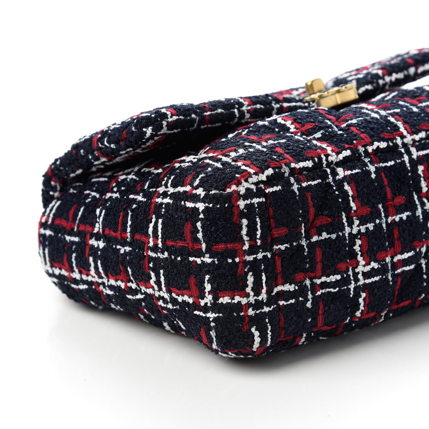 Chanel Tweed Quilted Large Chanel 19 Flap Navy Blue White Red 6 of 10