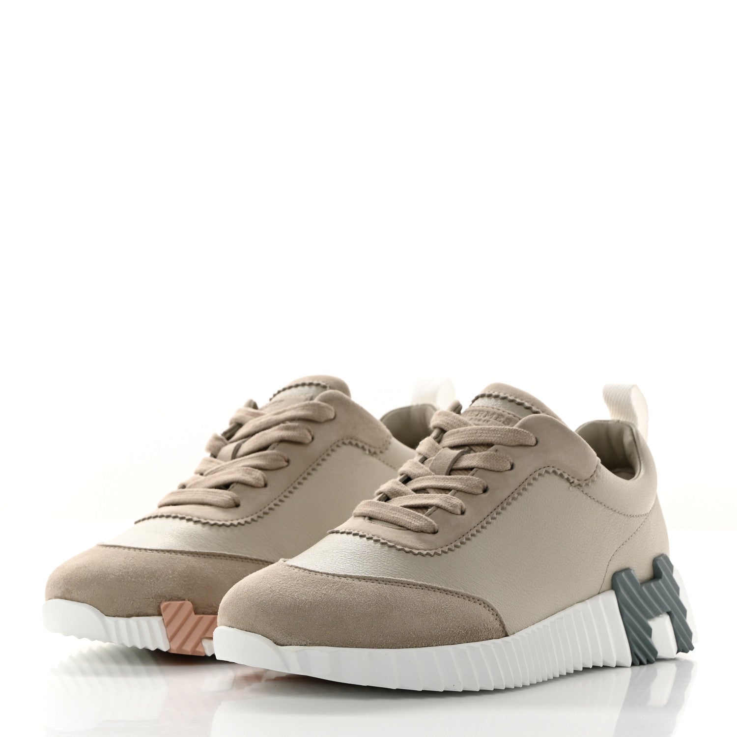 Hermes Sport Goatskin Suede Goatskin Womens Bouncing Sneakers 36 Beige Esquisse 3 of 9