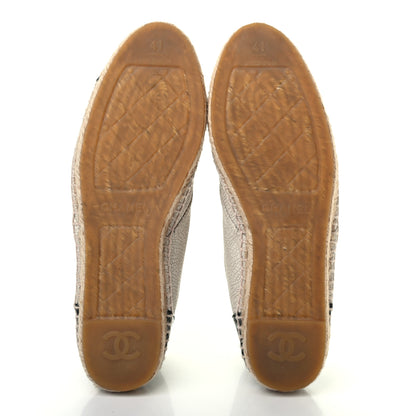 Chanel Crackled Calfskin High Top Espadrilles 41 Light Beige Black 5 of 7