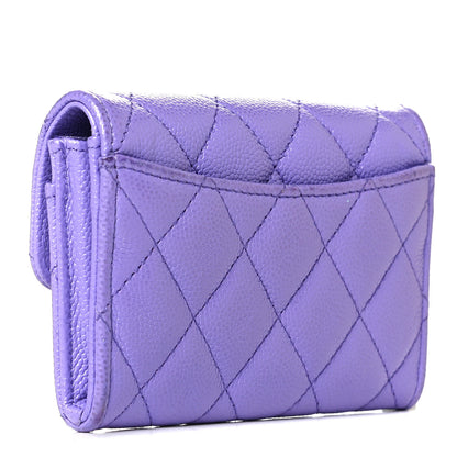 Chanel Caviar Quilted Flap Card Holder Wallet Purple 2 of 6