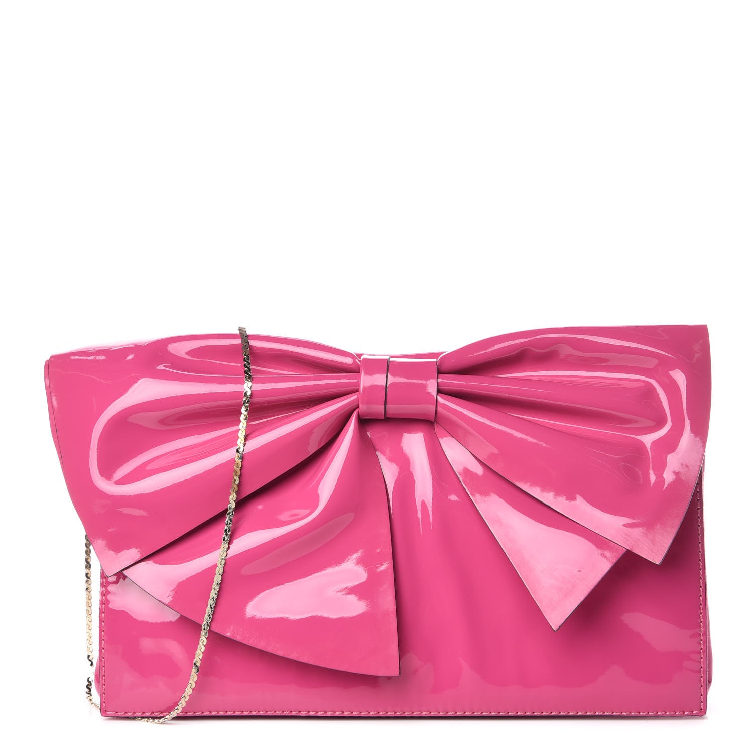 Valentino Garavani Patent Lacca Bow Clutch Pop Fuxia 1 of 9