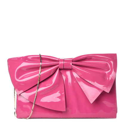 Valentino Garavani Patent Lacca Bow Clutch Pop Fuxia 1 of 9