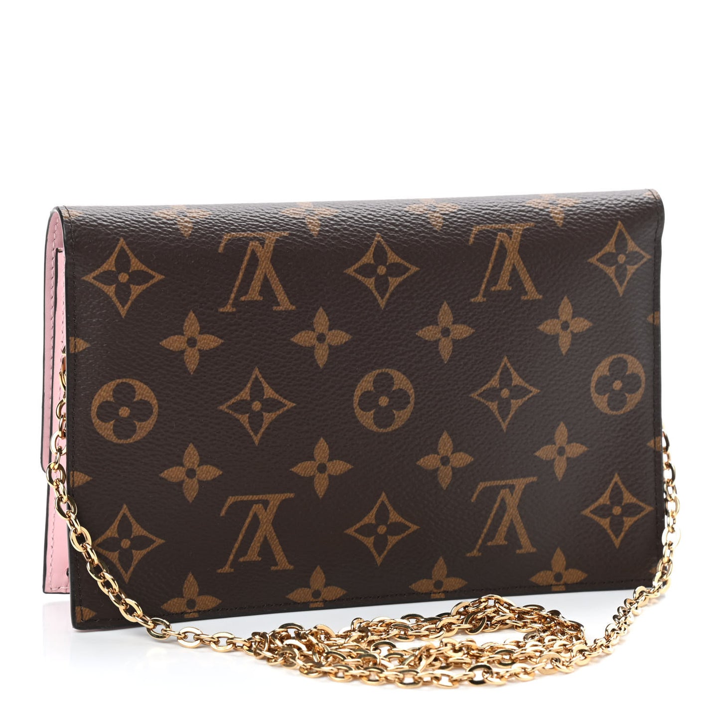 Monogram Flore Chain Wallet Rose Ballerine
