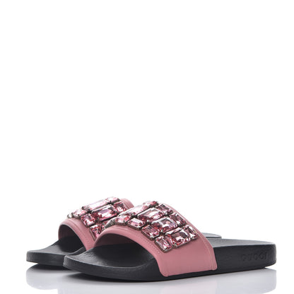 Gucci Calfskin Embellished Pursuit Slide Sandals 38 Carmine Rose 3 of 10