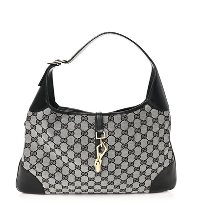 Gucci Monogram Lobster Clasp Jackie O Hobo Beige Black 1 of 10