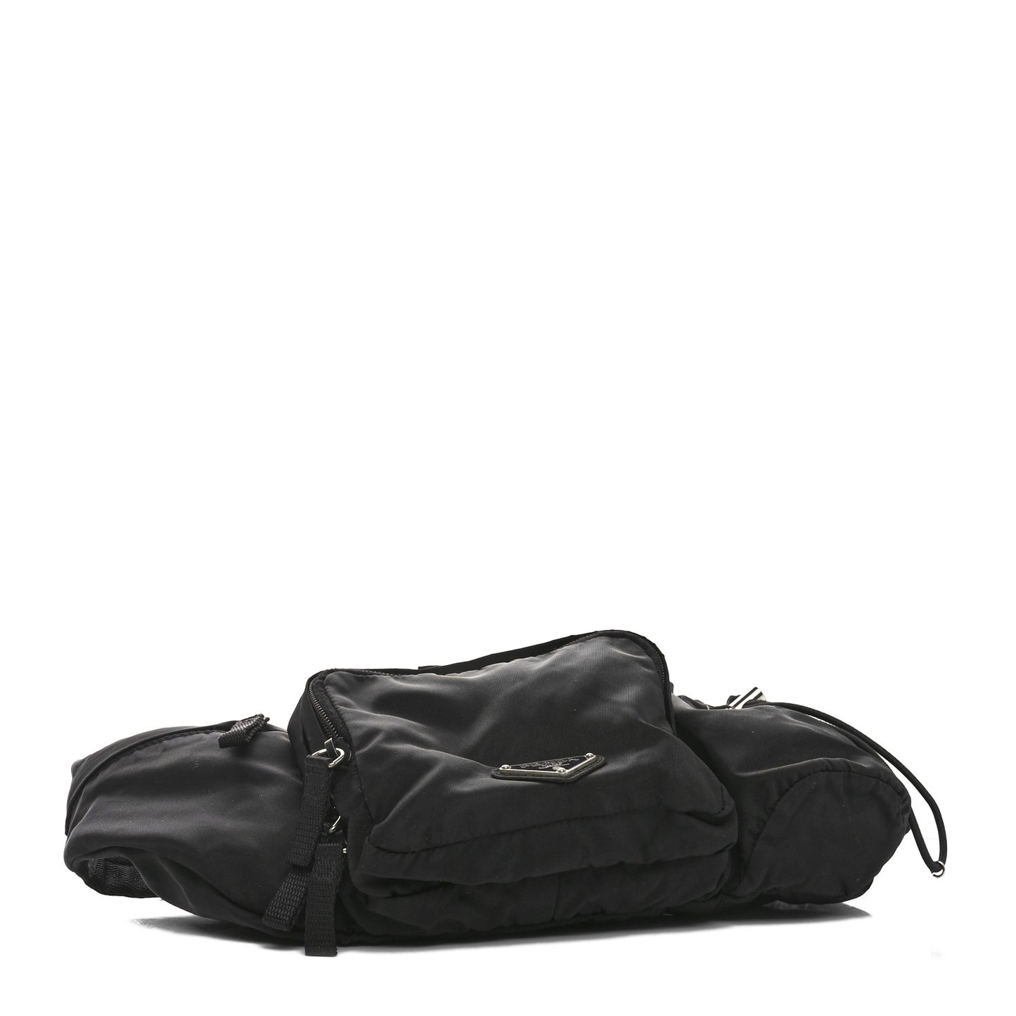 Nylon Metal Triple Pocket Belt Bag Black