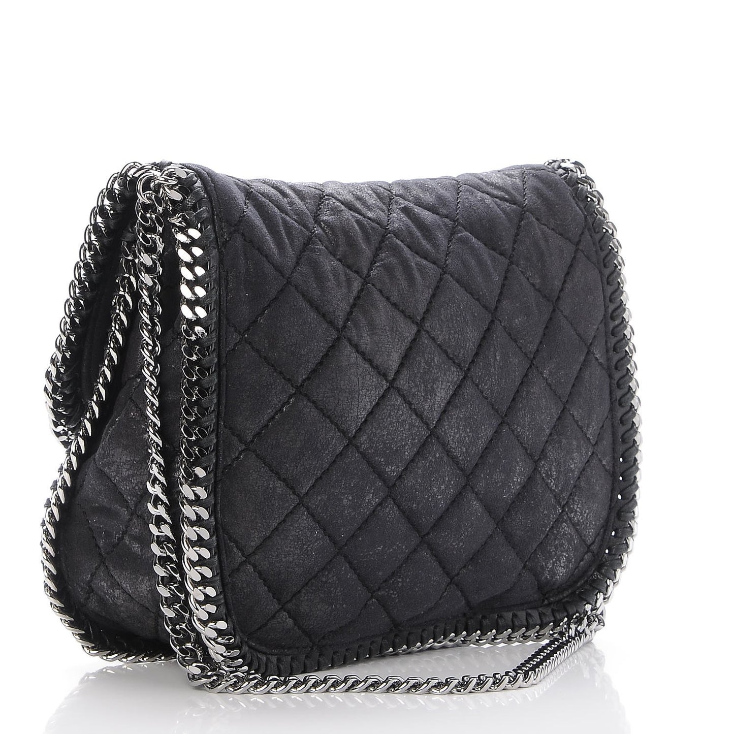 Shaggy Deer Quilted Falabella Shoulder Bag Black