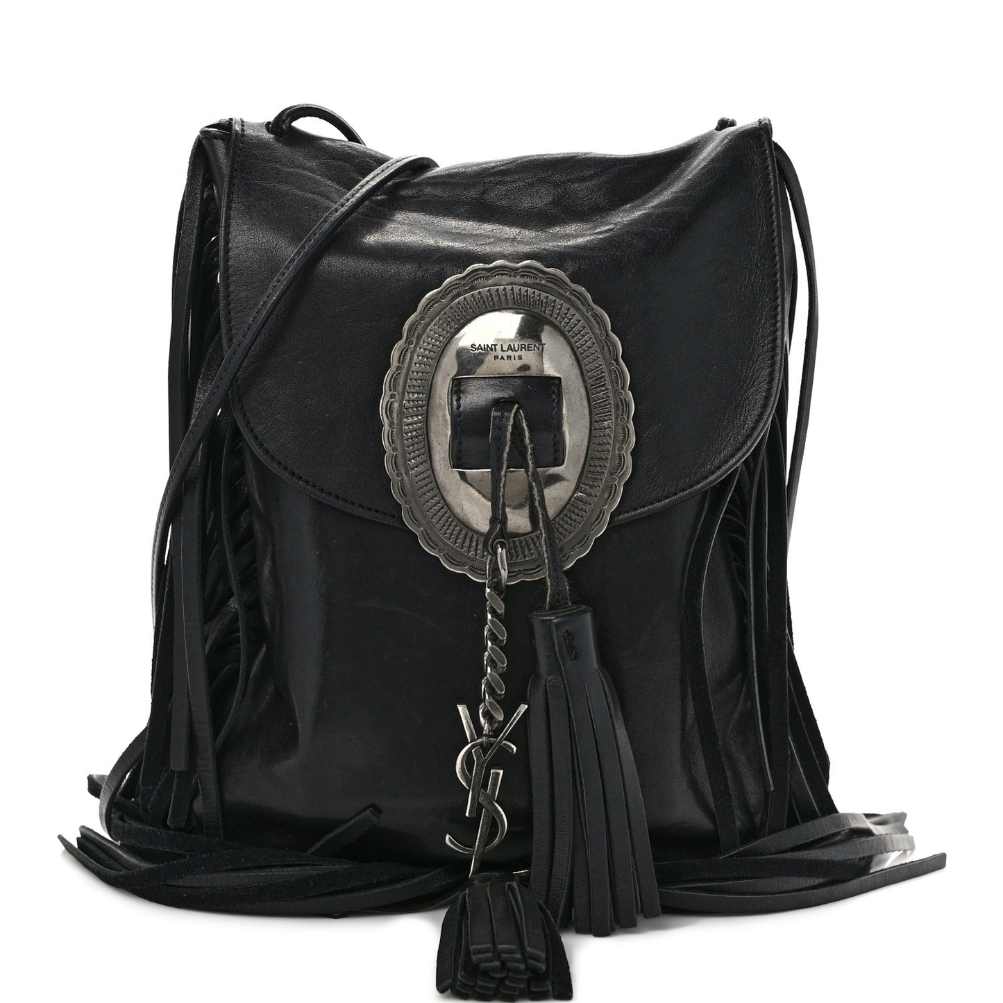 Lambskin Anita Tassed Crossbody Bag Black